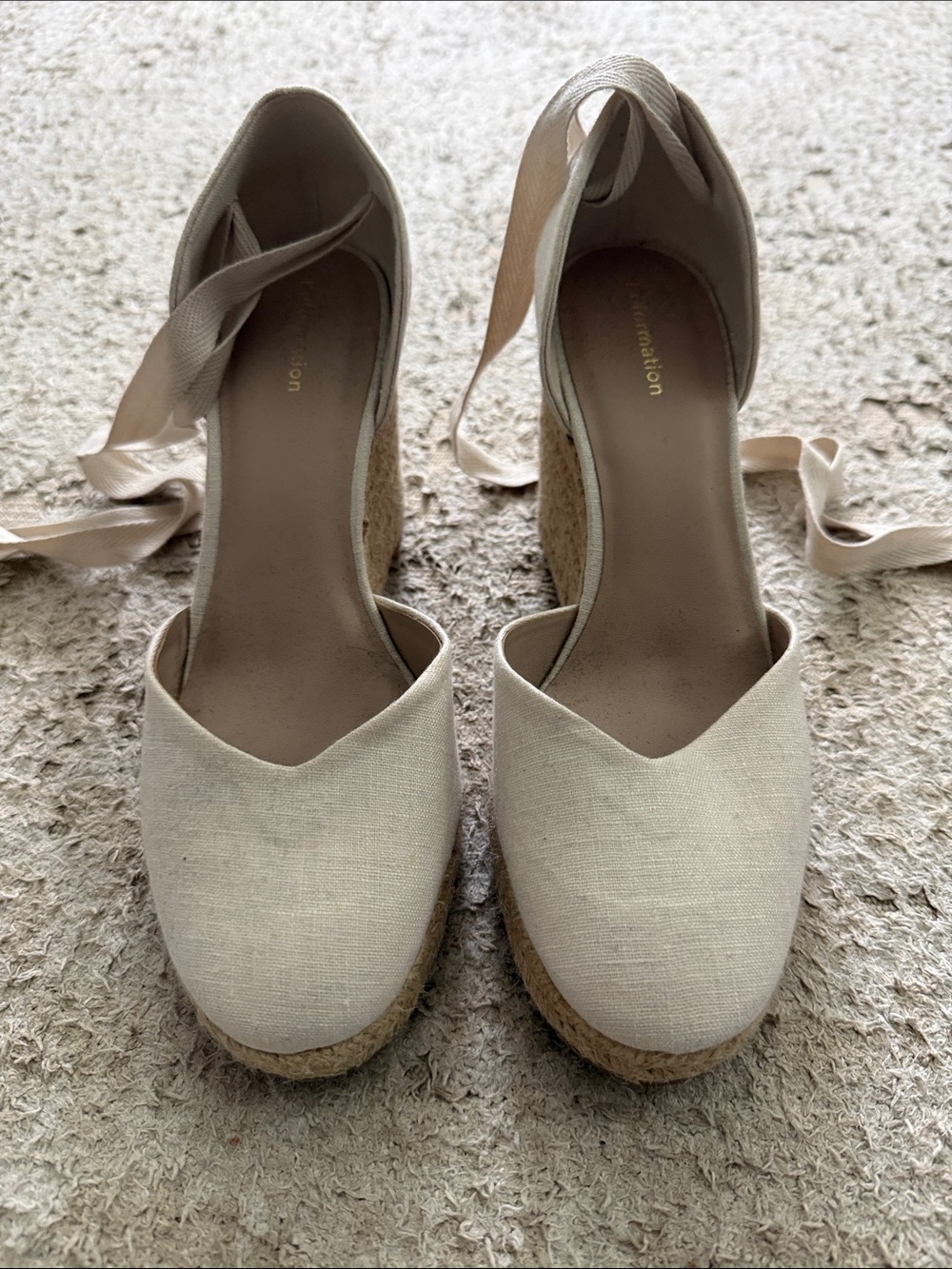 Reformation Cream Espadrille Wedge Sandals with Ankle Tie - New